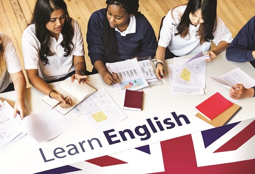 Students studying English