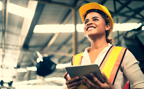 Woman wearing hard hat