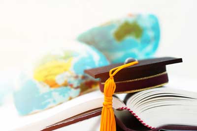 Graduation cap on a book